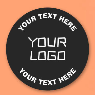 Your Logo or Image & Editable Text   Black & White Classic Round Sticker