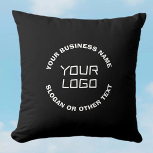 Your Logo or Image & Editable Text   Black & White Cushion