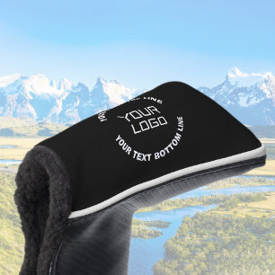 Your Logo or Image & Editable Text Black & White Golf Head Cover