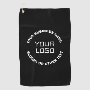 Your Logo or Image & Editable Text Black & White Golf Towel