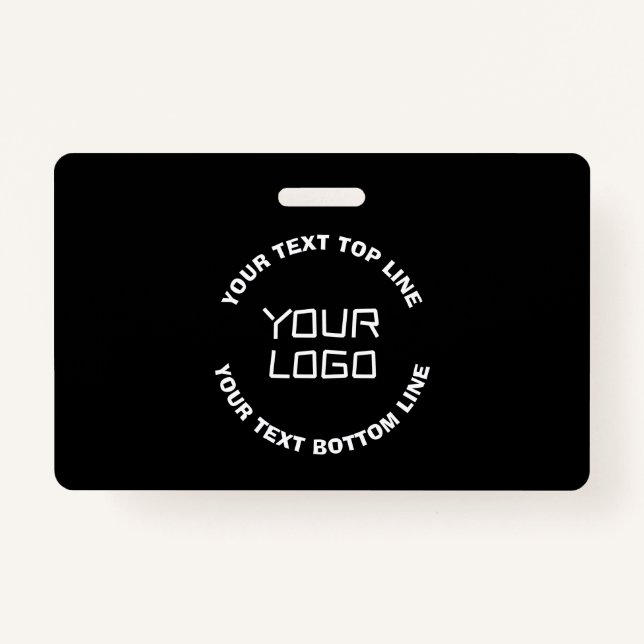 Your Logo or Image & Editable Text | Black & White ID Badge (Front)