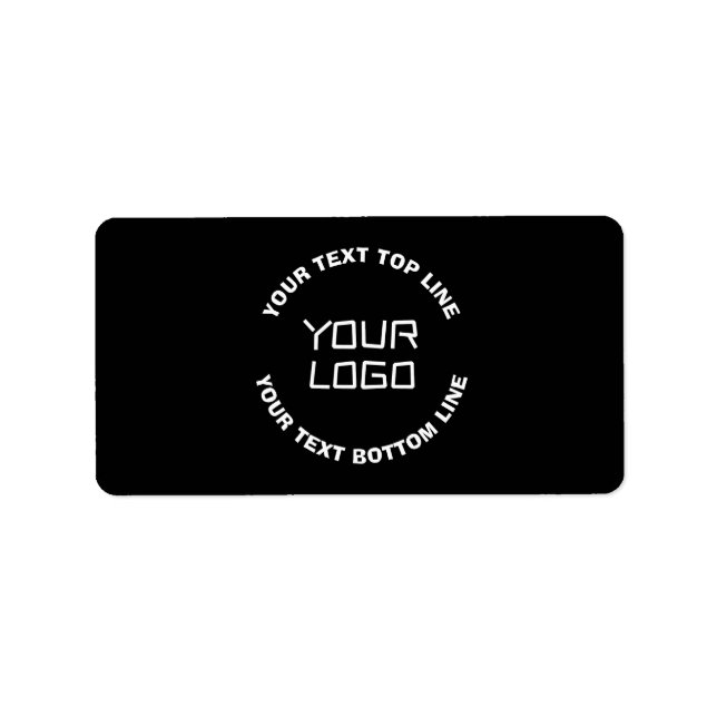 Your Logo or Image & Editable Text | Black & White Label (Front)
