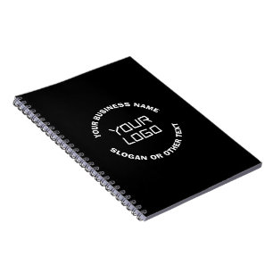 Your Logo or Image & Editable Text Black & White Notebook