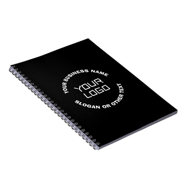Your Logo or Image & Editable Text | Black & White Notebook (Right Side)