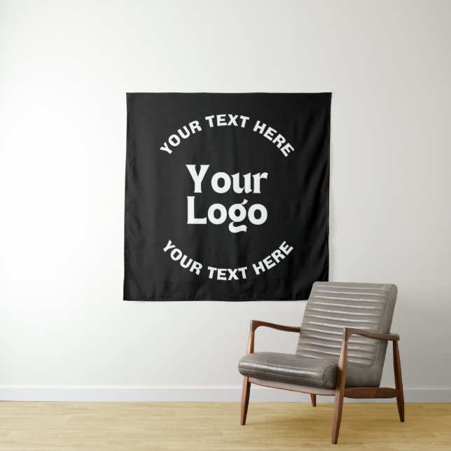 Your Logo or Image & Editable Text | Black & White Tapestry (In Situ)