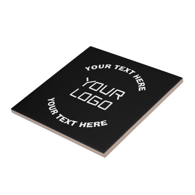 Your Logo or Image & Editable Text | Black & White Tile (Side)