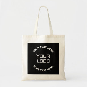 Your Logo or Image & Editable Text   Black & White Tote Bag