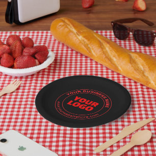 Your Logo or Image & Editable Text, Red or DIY Paper Plate