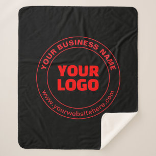 Your Logo or Image & Editable Text, Red or DIY Sherpa Blanket