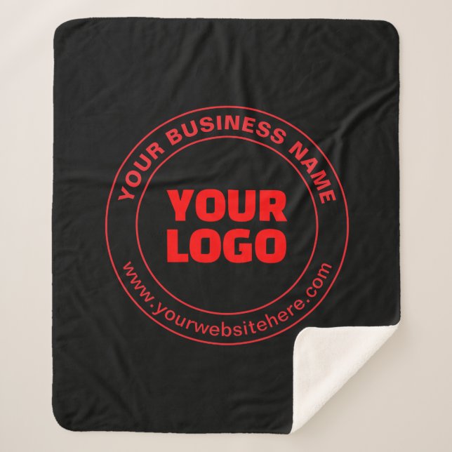 Your Logo or Image & Editable Text, Red or DIY Sherpa Blanket (Front)
