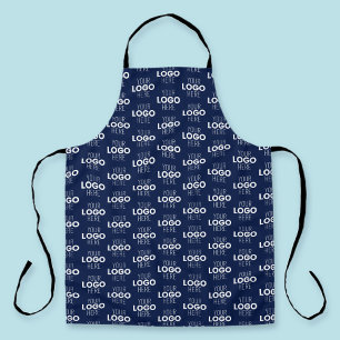 Your Logo or Image Repeating Pattern Navy Blue Apron