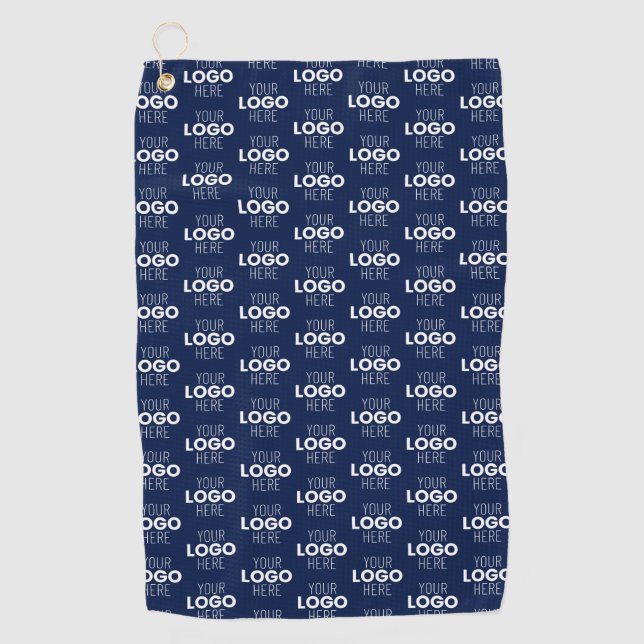 Your Logo or Image Repeating Pattern | Navy Blue Golf Towel (Front)