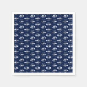 Your Logo or Image Repeating Pattern   Navy Blue Napkin