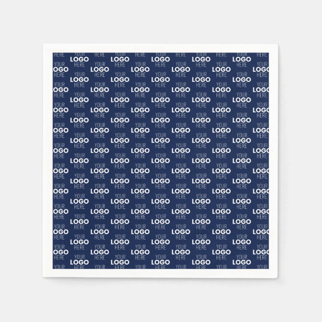 Your Logo or Image Repeating Pattern | Navy Blue Napkin (Front)