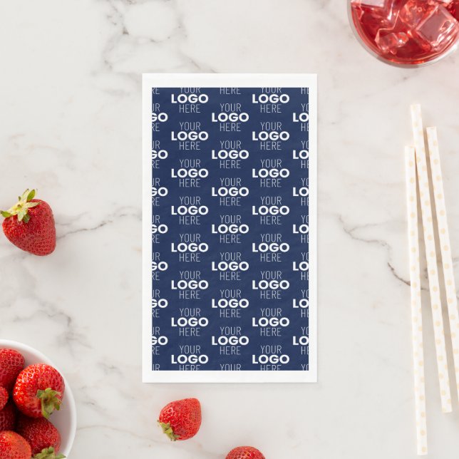 Your Logo or Image Repeating Pattern | Navy Blue Napkin (Insitu)