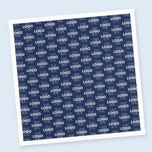 Your Logo or Image Repeating Pattern   Navy Blue Napkin