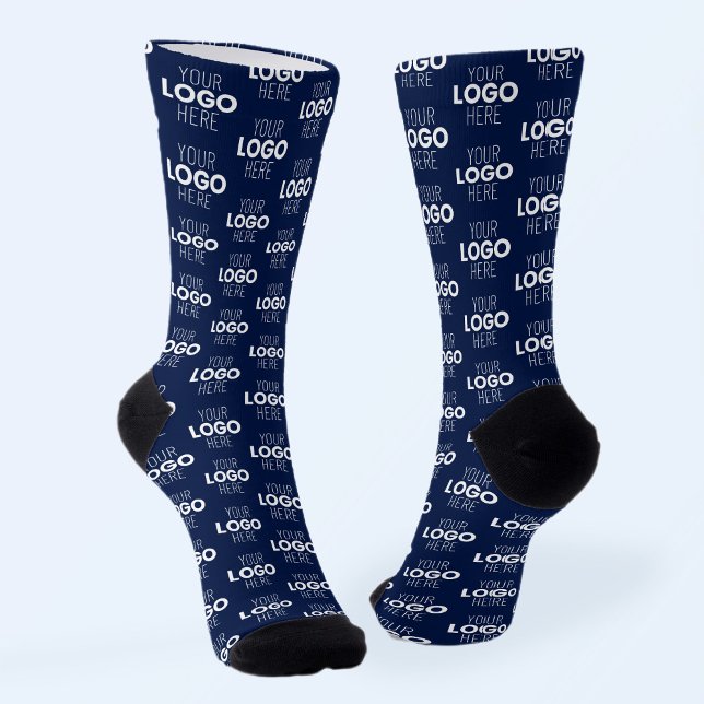 Your Logo or Image Repeating Pattern | Navy Blue Socks (Creator Uploaded)