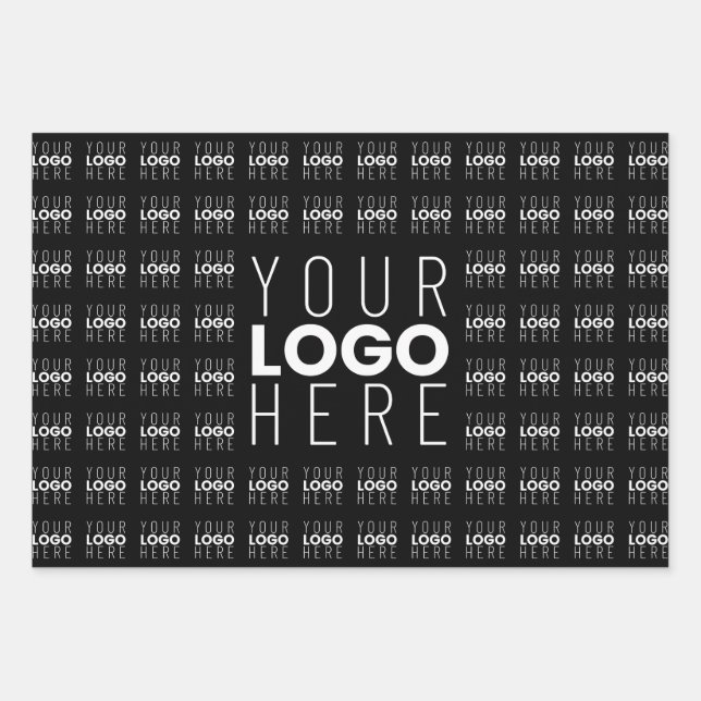Your Logo or Image Tiled Pattern Large Centre Logo Wrapping Paper Sheet (Front)