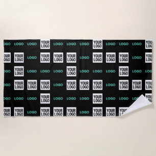 Your Logo or Image   Zig Zag Pattern w/Two Images Beach Towel