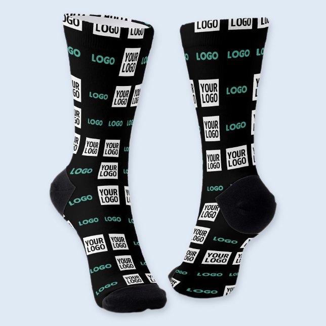 Your Logo or Image | Zig Zag Pattern w/Two Images Socks (Creator Uploaded)