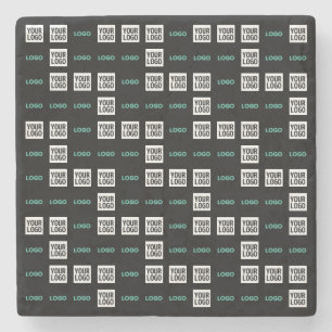 Your Logo or Image   Zig Zag Pattern w/Two Images Stone Coaster