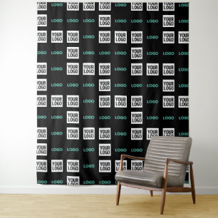 Your Logo or Image   Zig Zag Pattern w/Two Images Tapestry