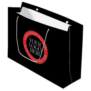 Your Logo or other Image Black Red & White Large Gift Bag