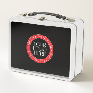 Your Logo or other Image   Black Red & White Metal Lunch Box