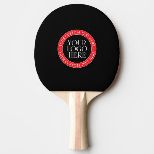 Your Logo or other Image   Black Red & White Ping Pong Paddle