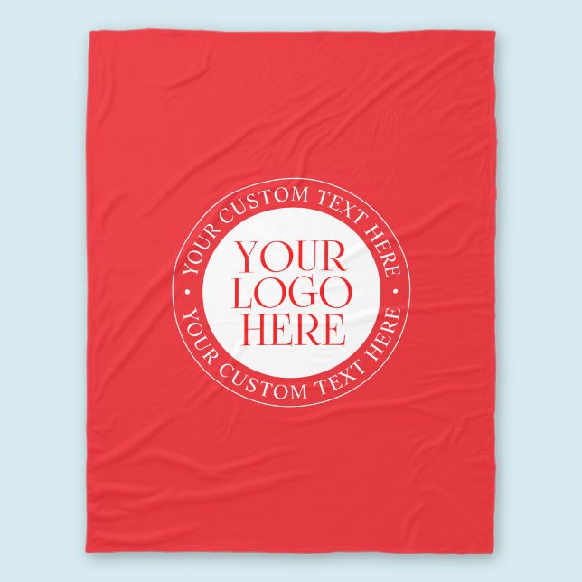 Your Logo or other Image | Christmas Red & White Fleece Blanket (Creator Uploaded)