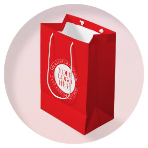 Your Logo or other Image   Christmas Red & White Medium Gift Bag