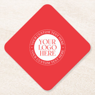 Your Logo or other Image   Christmas Red & White Paper Coaster