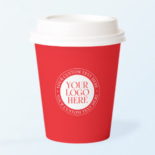 Your Logo or other Image   Christmas Red & White Paper Cups