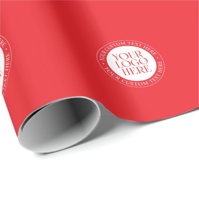 Your Logo or other Image | Christmas Red & White Wrapping Paper (Roll Corner)