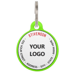 Your Logo or Photo Address Name Pet ID Tag Example