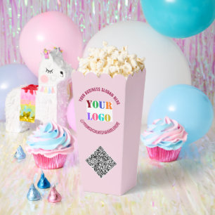 Your Logo or Photo and QR Code Popcorn Box Example