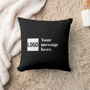Your Logo or Uploaded Image & Editable Retro Text Cushion