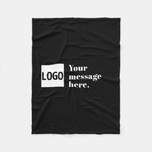 Your Logo or Uploaded Image & Editable Retro Text Fleece Blanket