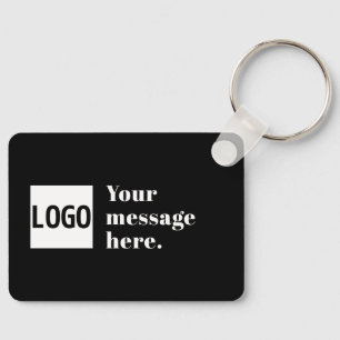Your Logo or Uploaded Image & Editable Retro Text Key Ring