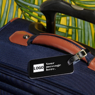 Your Logo or Uploaded Image & Editable Retro Text Luggage Tag