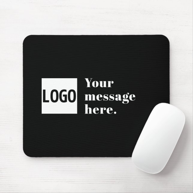 Your Logo or Uploaded Image & Editable Retro Text Mouse Mat (With Mouse)