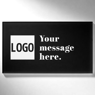 Your Logo or Uploaded Image & Editable Retro Text Name Tag