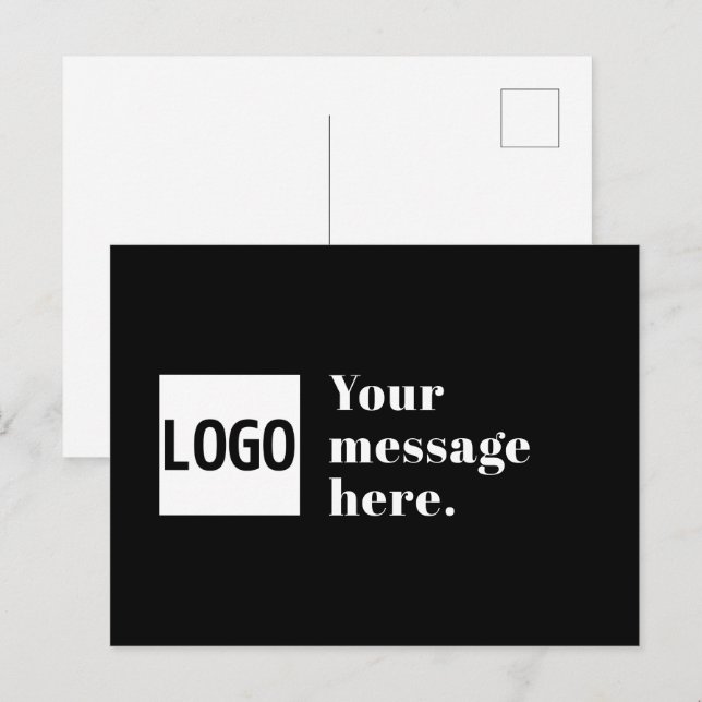 Your Logo or Uploaded Image & Editable Retro Text Postcard (Front/Back)