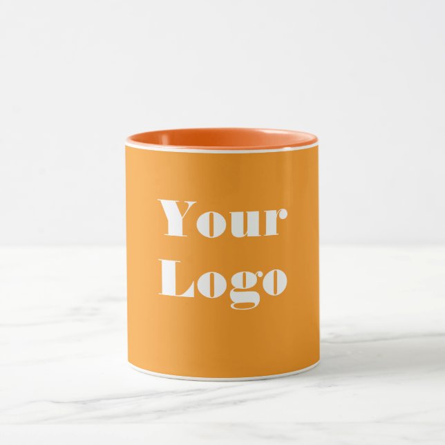 Your Logo Orange White  Mug (Center)