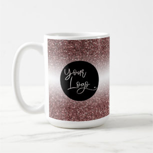 Your Logo Over Dark Rose Gold and White Ombre Coffee Mug
