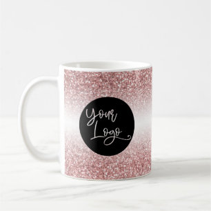 Your Logo Over Light Rose Gold and White Ombre Coffee Mug