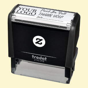 Your Logo Paid In Full Thank You Date Casual Text Self-inking Stamp