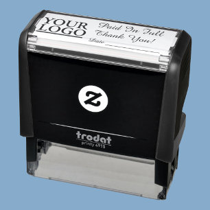 Your Logo, Paid In Full Thank You Date Script Text Self-inking Stamp