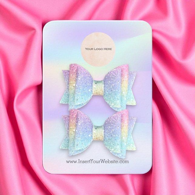 Your Logo Pastel Double Bow Hair Clip Display Business Card (Creator Uploaded)