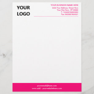Your Logo Photo Business Office Letterhead - Pink